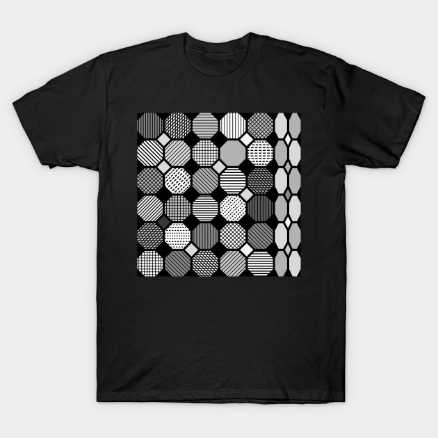 Textured Geometric Polygons, grayscale T-Shirt by JaanaHalme